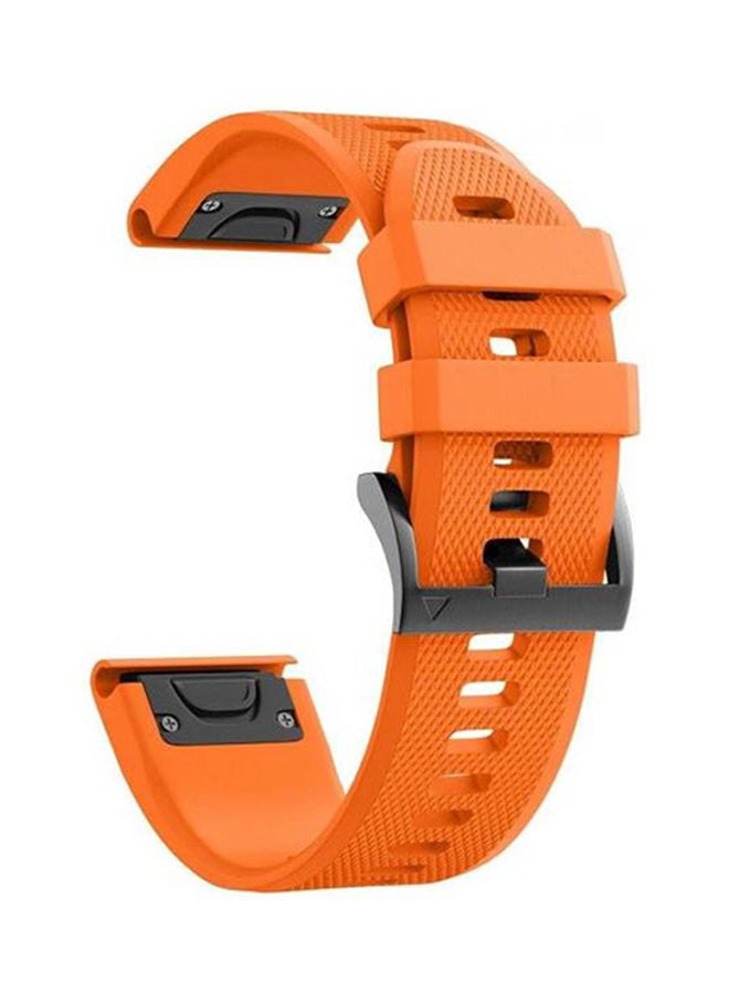 Garmin Fenix 5X Plus, Fenix 5X Plus Sapphire Premium Silicone Smart Watch Band Wrist Strap Orange - Image 1