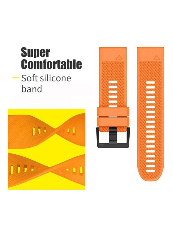 Garmin Fenix 5X Plus, Fenix 5X Plus Sapphire Premium Silicone Smart Watch Band Wrist Strap Orange - Image 2