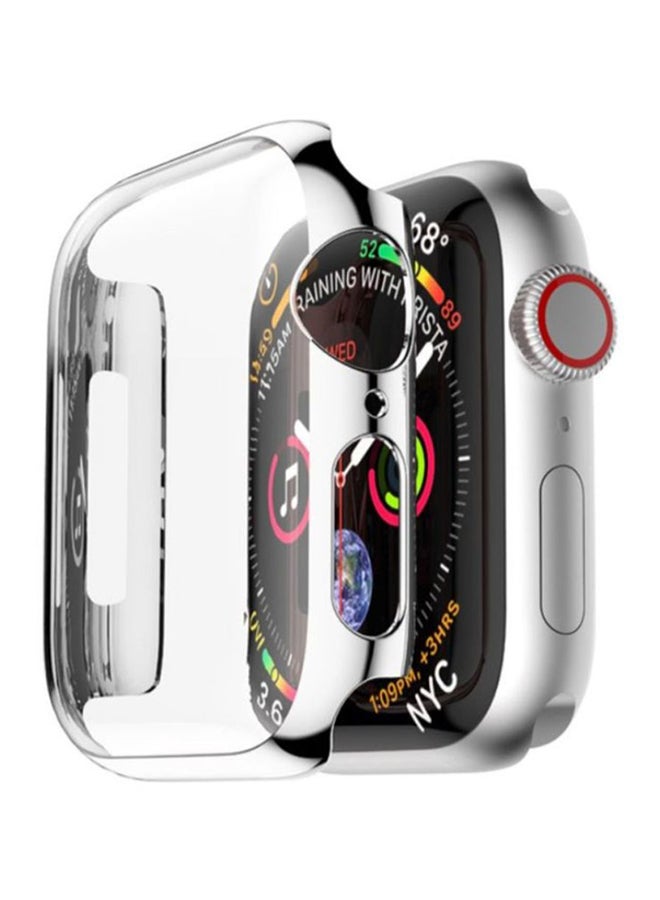 غطاء حماية بإطار من البولي كربونات لساعة أبل ووتش سيريز 4 مقاس 40 مم فضي - Image 2