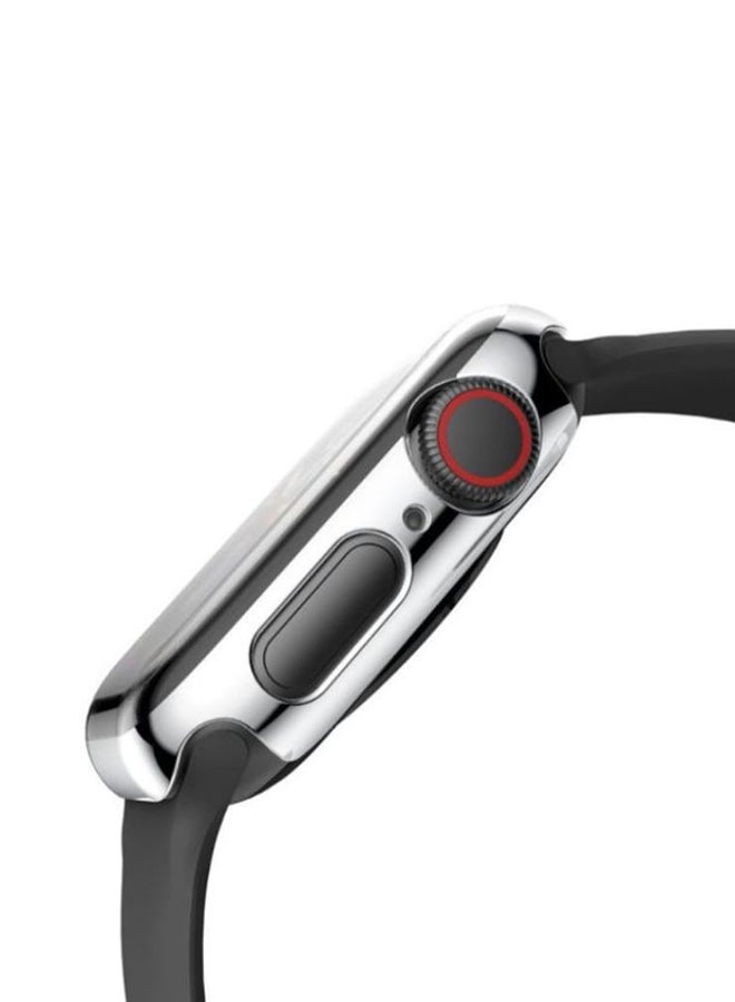 غطاء حماية بإطار من البولي كربونات لساعة أبل ووتش سيريز 4 مقاس 40 مم فضي - Image 3