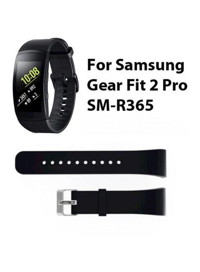 Samsung Gear Fit 2 Pro Sm R365 Premium Silicone Smart Watch Band Wrist Strap Black  - Image 2