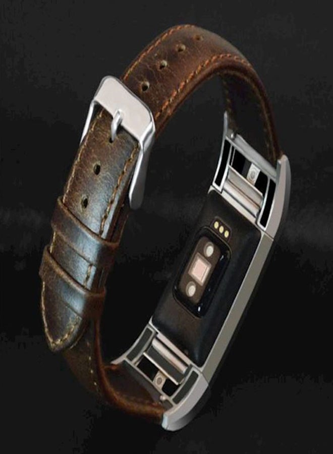 Fitbit Charge2 Watch Band Smart Bracelet Leather Wristband Crazy Horse Leather Strap Brown  - Image 5