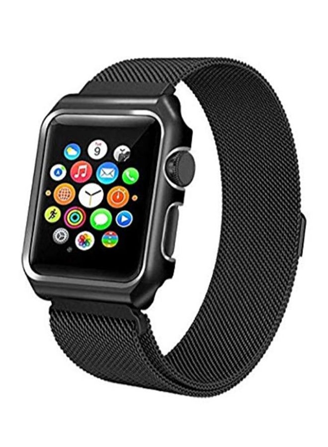 Generic - Milanese Loop Bracelet Stainless Steel band For Apple Watch series 4 40mm strap watchbands +case cover black - Image 1