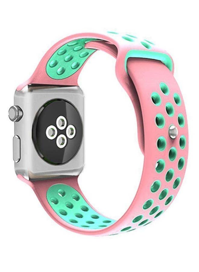 Silicone Replacement Band For Apple Watch Series 1, 2 Pink/Blue - Image 2