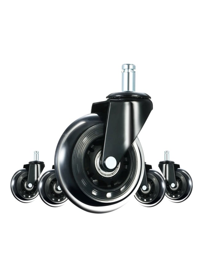 5-Piece Universal Swivel Caster Wheel Set Black 11x22mm  - Image 1