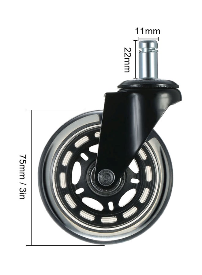 5-Piece Universal Swivel Caster Wheel Set Black 11x22mm  - Image 3