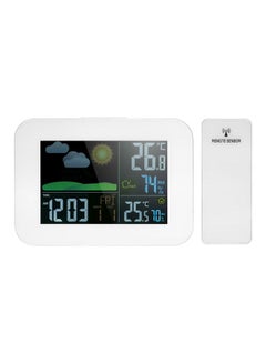 Multifunctional Digital Weather Forecast Clock White 21cm