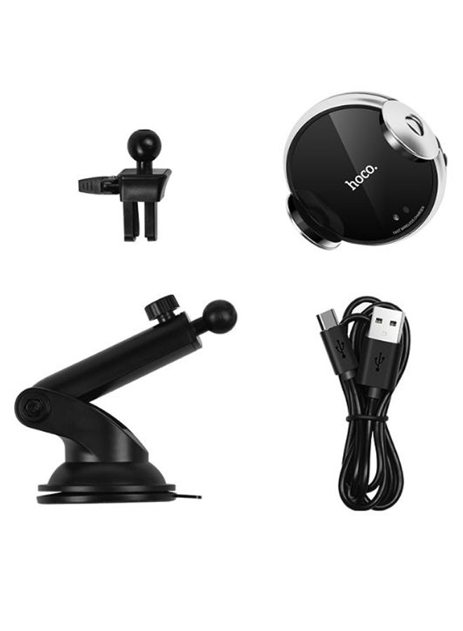 Hoco Car Wireless Phone Charger Black/Silver - Image 2