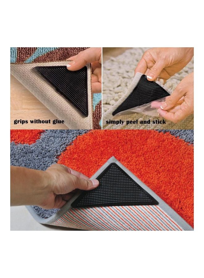 4-Piece Sticky Gel Carpet Corners Grip Pad Set Black 11cm - Image 4