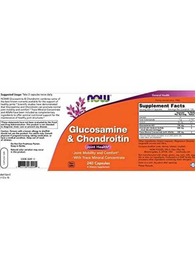 Now Foods Glucosamine And Chondroitin Joint Health - 240 Capsules - Image 2