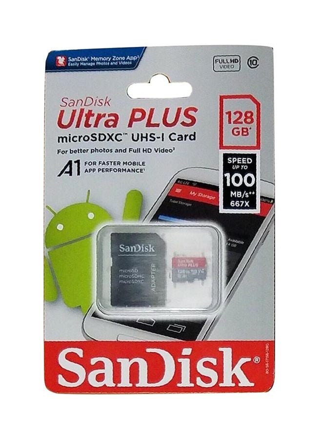 sandisk Sandisk Ultra MicroSDXC UHS-I  128GB Card with Adaptor Speed Upto 100MB/S Red/Grey - Image 2