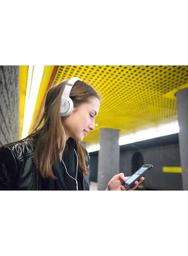 Motorola - Over-Ear Wired Headphones With Enhanced Bass White - Image 1