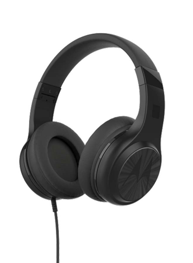 Motorola - Over-Ear Wired Headphones With Enhanced Bass Black - Image 1