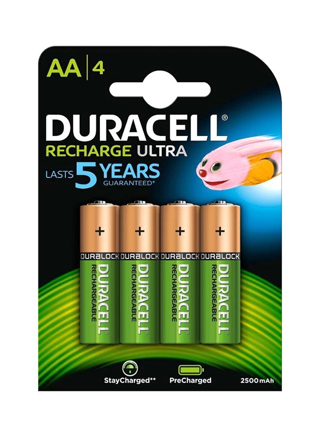 Duracell - 4 - Piece AA-4 Recharge Ultra Batteries Green/Gold - Image 1