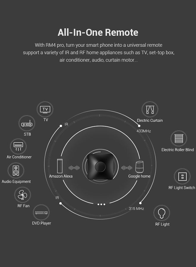 Broadlink - Smart Home IR/RF Universal Remote Control Black - Image 1