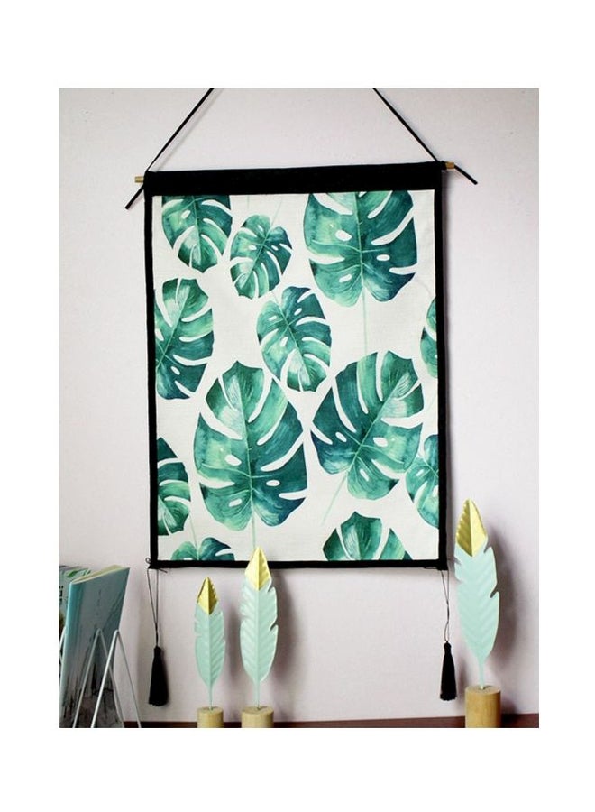 Qiangtie Leaf Design Decorative Wall Art White/Green 65x45cm 