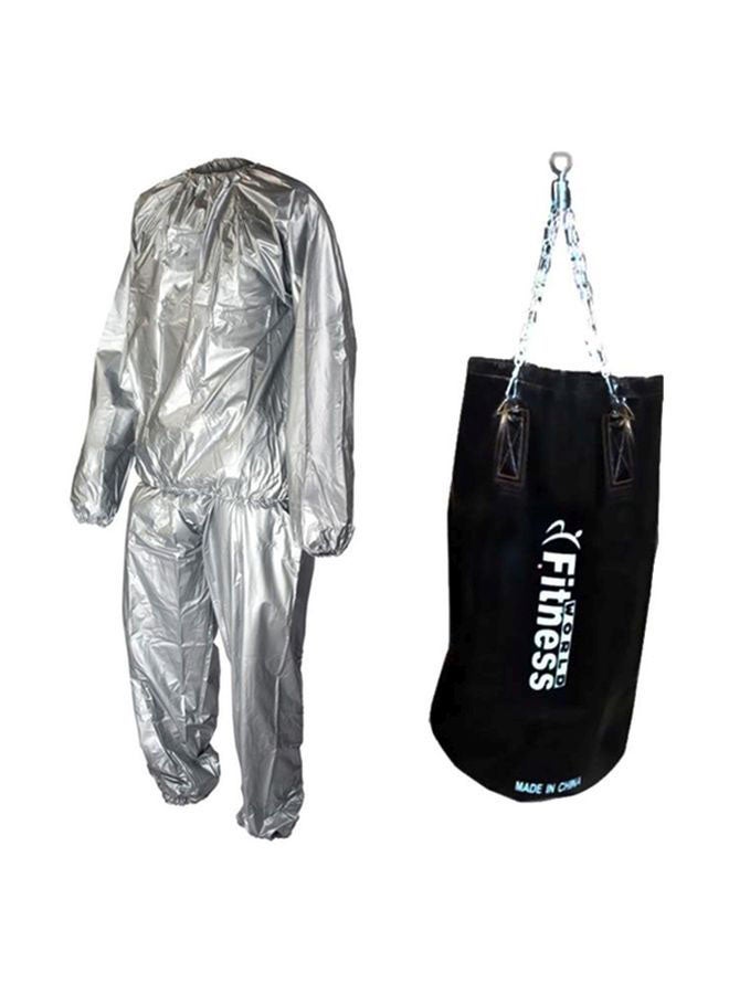 Fitness World Empty Sand Boxing Bag With Sauna Suit  - Image 1