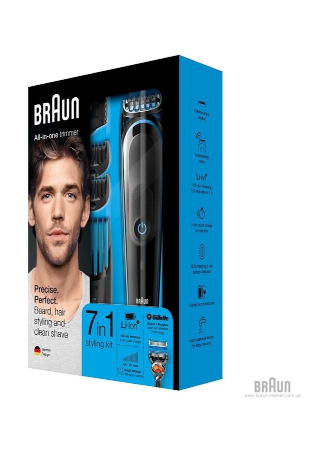 BRAUN 7-In-1 Beard Trimmer And Hair Clipper Black/Blue - Image 2