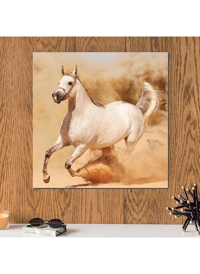 Atiq Horse Wall Art Painting Beige/White 30 x 30centimeter - Image 2