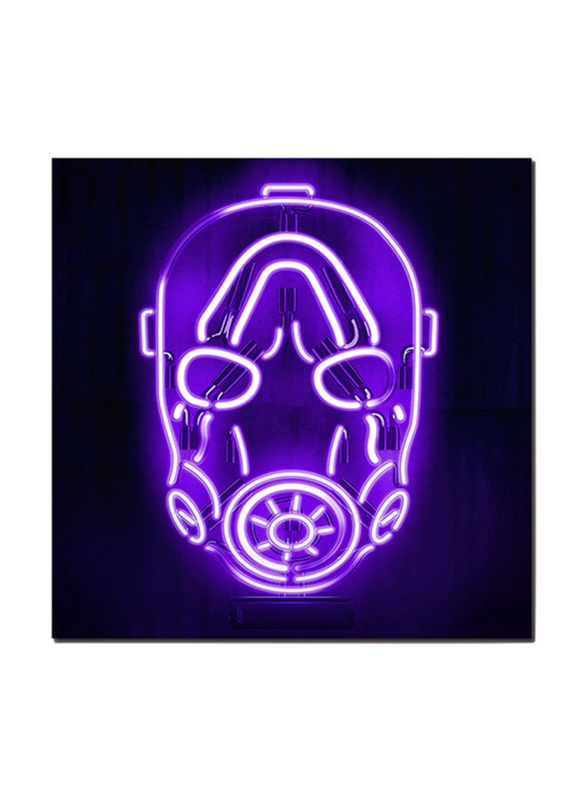 Atiq Mask Neon Wall Art Painting Blue/Purple/White 30 x 30centimeter - Image 1