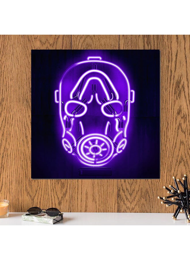 Atiq Mask Neon Wall Art Painting Blue/Purple/White 30 x 30centimeter - Image 2