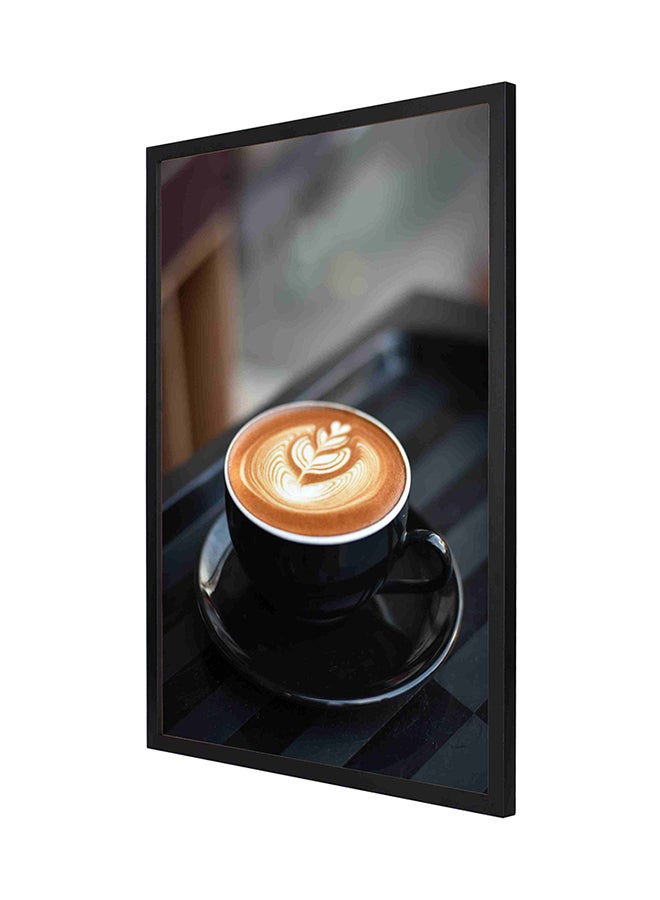 لوحة فنية بإطار لديكور الحائط تعبر عن القهوة أسود/ أبيض/ بني 53 x 73سم