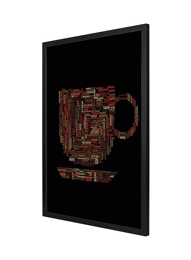 لوحة فنية لديكور الحائط مع إطار بتصميم كلمات تعبر عن القهوة متعدد الألوان 53 x 73سم