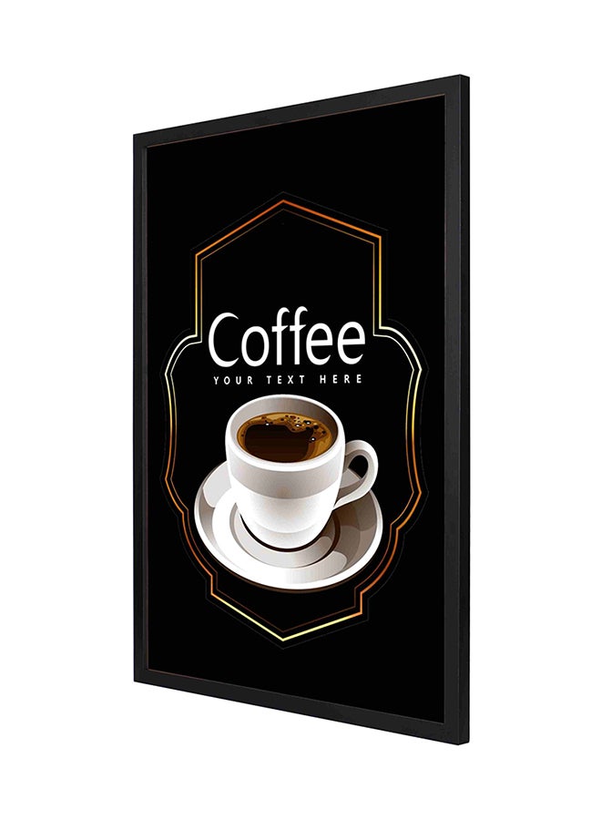 Coffee Then Add Your Text Wall Art Frame Painting Black/White/Brown 53 x 73cm