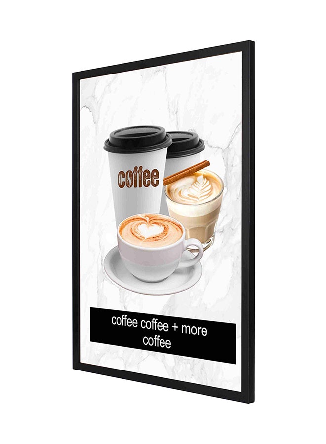 لوحة فنية بإطار لديكور الحائط تعبر عن القهوة أبيض / أسود / بني 53 x 73سم