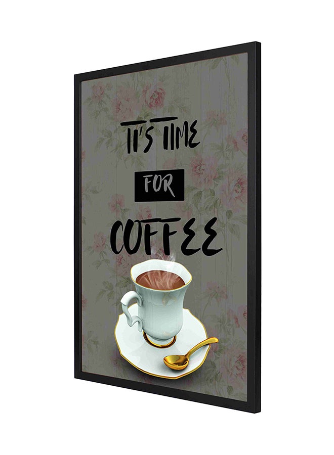 LOWHA - It's Time For Coffee Wall Art Frame Painting Multicolour 53 x 73cm - Image 1