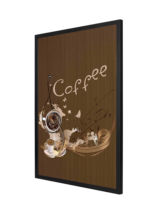 لوحة فنية بإطار لديكور الحائط تعبر عن القهوة بني/أبيض/أسود 53 x 73سم