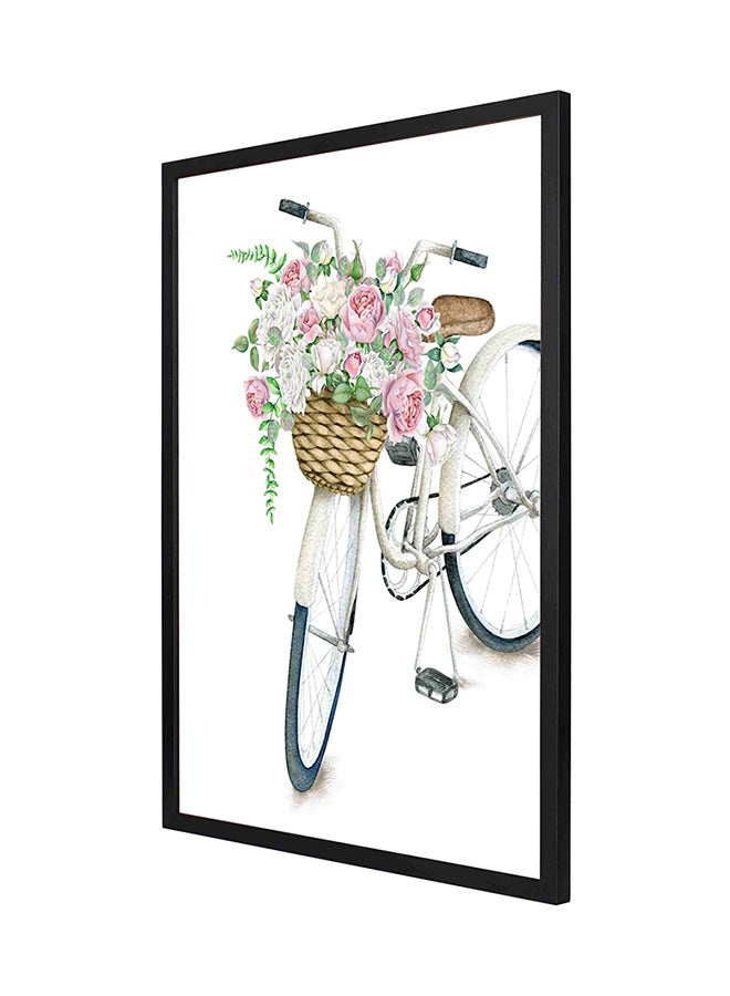 LOWHA Roses In Bike Basket Wall Art Frame Painting Multicolour 53 x 73cm
