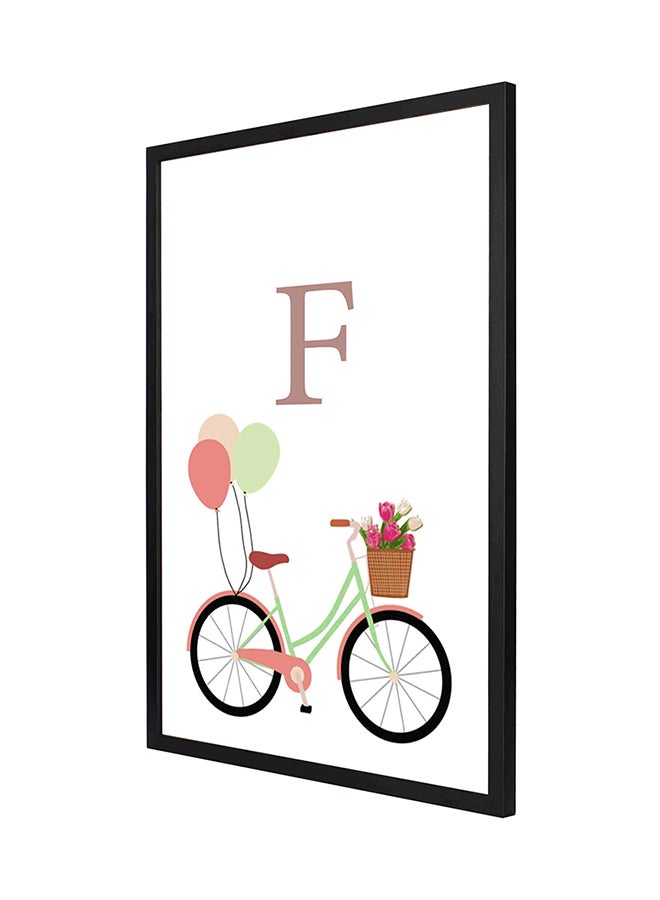 LOWHA F Letter With Bike And Balloons Wall Art Frame Painting Multicolour 53 x 73cm 