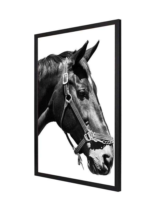 Horse Wall Art Frame Painting Black/White/Grey 53 x 73cm