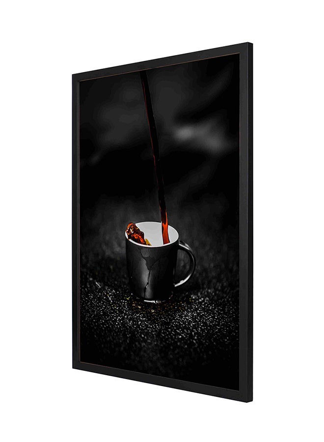 لوحة فنية لديكور الحائط مع إطار بتصميم سائل ينسكب في فنجان متعدد الألوان 53 x 73سم