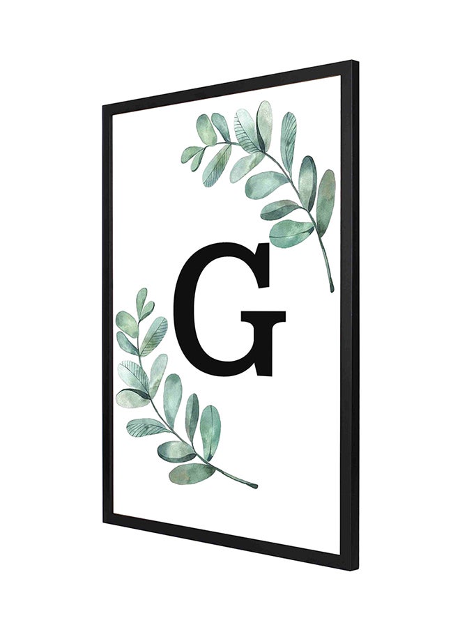 لوحة فنية بإطار لديكور الحائط مطبوعة بحرف "G" أخضر/أسود/أبيض 53 x 73سم
