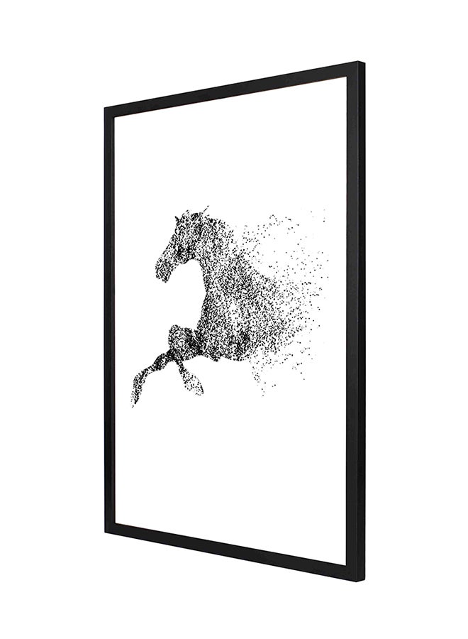 LOWHA Running Horse Wall Art Frame Painting White/Black 53 x 73cm 