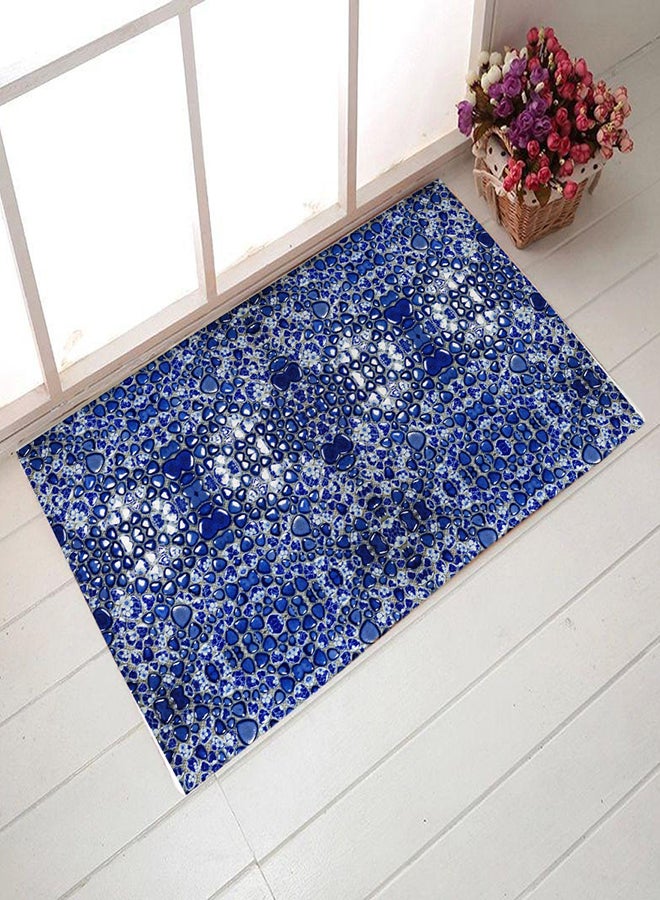 Generic Classic Stone Pattern Anti-Skid Doormat Blue/White 40 x 60cm 