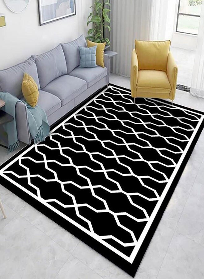 بساط متين لغرفة المعيشة بتصميم أشكال هندسيّة أسود/ أبيض 60 x 90سم 