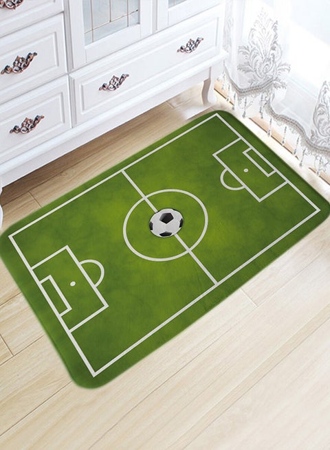 Football Field Pattern Floor Mat Green/White/Black 40 x 60cm