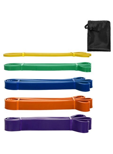 5-Piece Resistance Loop Bands Set With Bag 29 x 5cm