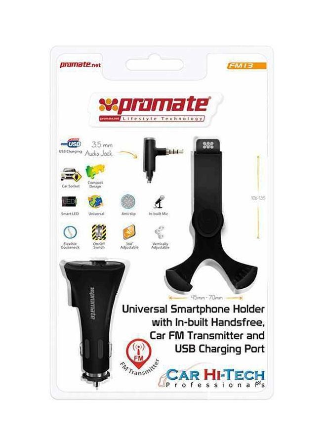 Universal USB FM Transmitter Smartphone Holder Black