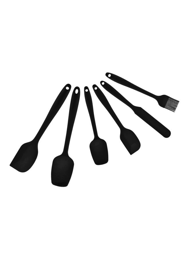 6-Piece Silicone Spatula And Brush Set Black 28x5x6cm - Image 2