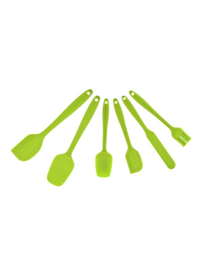 6-Piece Silicone Spatula And Brush Set Green 28x5x6cm - Image 2