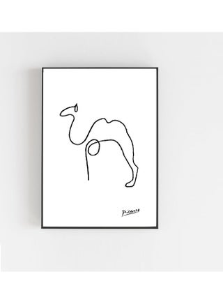 Pablo Picasso Abstract Sketch Camel Line Art Poster With Frame Black/White 30x40centimeter - v1587620461/N35880867A_1