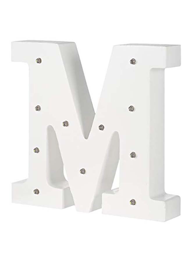 ضوء LED للزينة بشكل حرف M أبيض/ شفاف 16 x 16سم