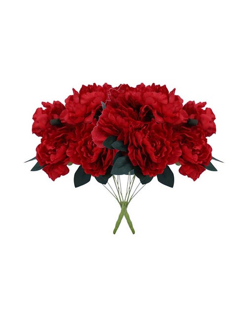 Decorative Artificial Peony Flowers Red/Green 30 x 50centimeter