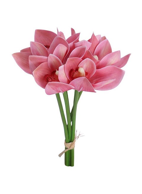 Decorative Artificial Orchid Flowers Pink/Green 25 x 20centimeter
