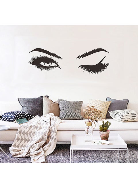 Pretty Eyelashes Removable Wall Sticker Black 125 x 40centimeter