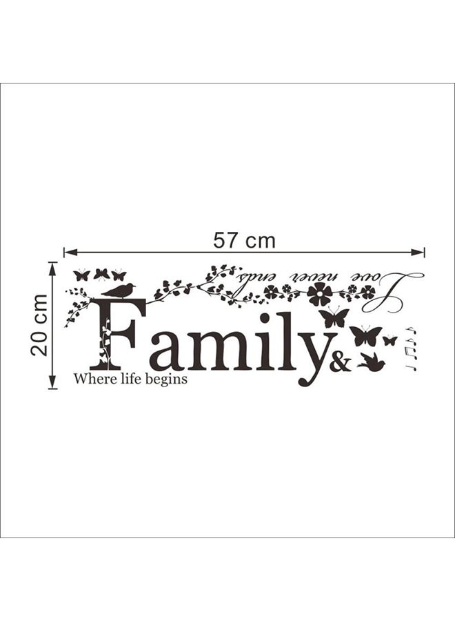 Beauenty Family Love Never End Quote Vinyl Wall Decal